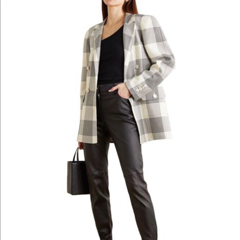 Tre by Natalie Ratabesi Black suit jacket Glen plaid virgin wool blazer